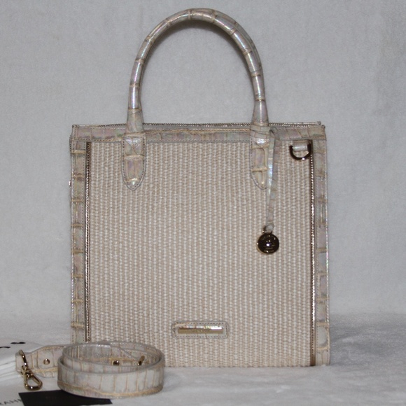 NWT BRAHMIN Small Caroline Tiramisu Manava Satchel Tote Bag Purse Handbag